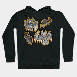 Halloween Grey Bats Pattern Hoodie